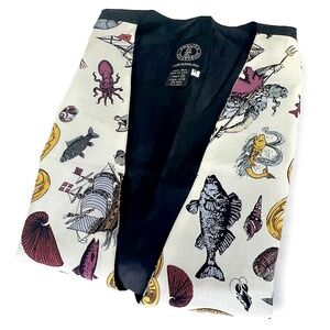Vintage English Eccentrics Whimsical Sea Motif Silk Vest